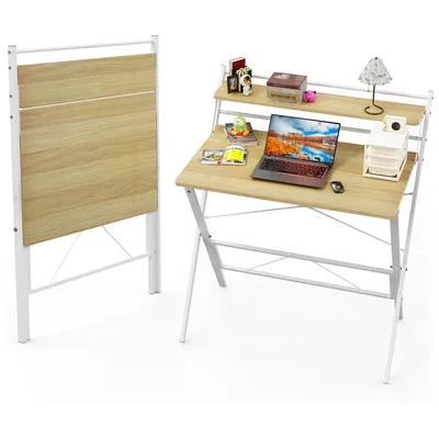 Folding Desk Small Foldable Desk for Small Space, 80 x 50 cm Writing Computer Desks in Study, Home Office Foldable Office Desks