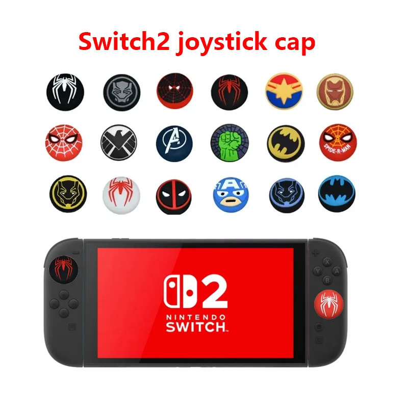 New 2pcs SpiderMan Deadpool Thumb Grip Cap Cover Playstation Switch 2 Xbox Series Cartoon Gameing Controller Accessories Gift