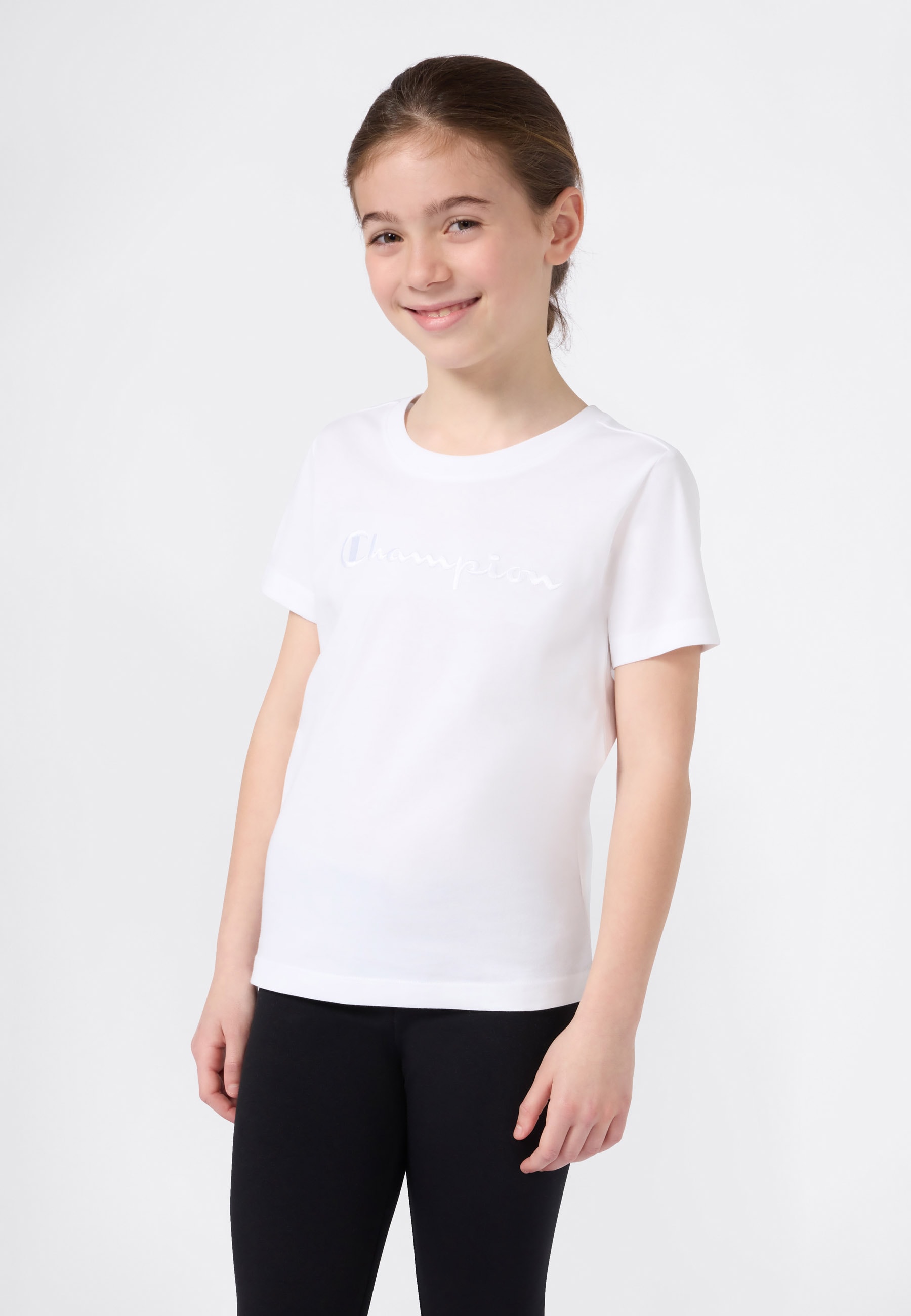 T-Shirt CHAMPION "ICONS Crewneck T-Shirt", Kinder, Gr. M (140/146), wht, Obermaterial: 100% Baumwolle, Shirts Image