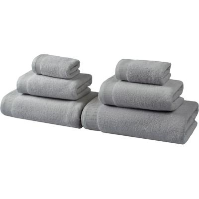 Handtuch Set OTTO HOME "Fenya, Premium Handtücher, 550 gr/m²", grau (hellgrau), 6 tlg., Walkfrottier, Walkfrottier, Obermaterial: 100% Baumwolle, Handtuch-Sets, Premium Handtücher mit Bordüre, Handtuch-Set, 100% Baumwolle Image