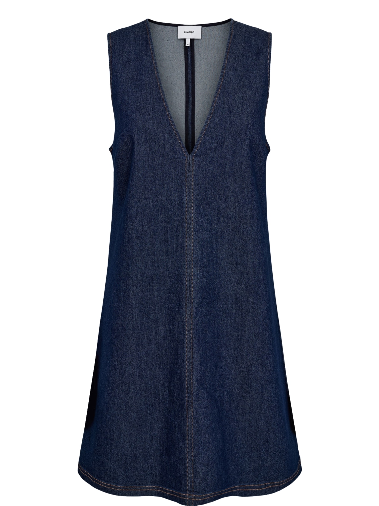 Jerseykleid NÜMPH "Nümph Dress NUHALLY", Damen, Gr. 44, blau (dunkelblau denim), Obermaterial: 70% Baumwolle, 28% Polyester, 2% Elasthan, Kleider Image