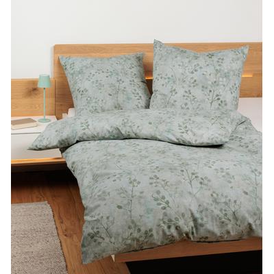 Bettwäsche JANINE "Soft-Cotton71003 0", grün (salbeigrün), B/L: 135cm x 200cm, , Linon, B/L: 80cm x 80cm, Linon, Obermaterial: 100% Baumwolle, Bettwäsche, mit Reissverschluss Image