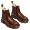 Chelseaboots DR. MARTENS "Leonore", Damen, Gr. 40, braun (cognac), Leder, Elastischer Einsatz, unifarben, klassisch, Schuhe, Chunky Boots, Plateau Schuh, Boots mit Warmfutter