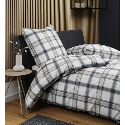 Bettwäsche JANINE "Soft-Cotton71002 0", silber anthrazit, B/L: 135cm x 200cm, , Linon, B/L: 80cm x 80cm, Linon, Obermaterial: 100% Baumwolle, Bettwäsche, mit Reissverschluss Image