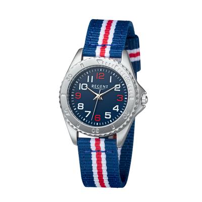 Quarzuhr REGENT, blau (blau, weiß, rot), Armbanduhren, Kinder, Armbanduhr, Kinderuhr, Junge, analog Image