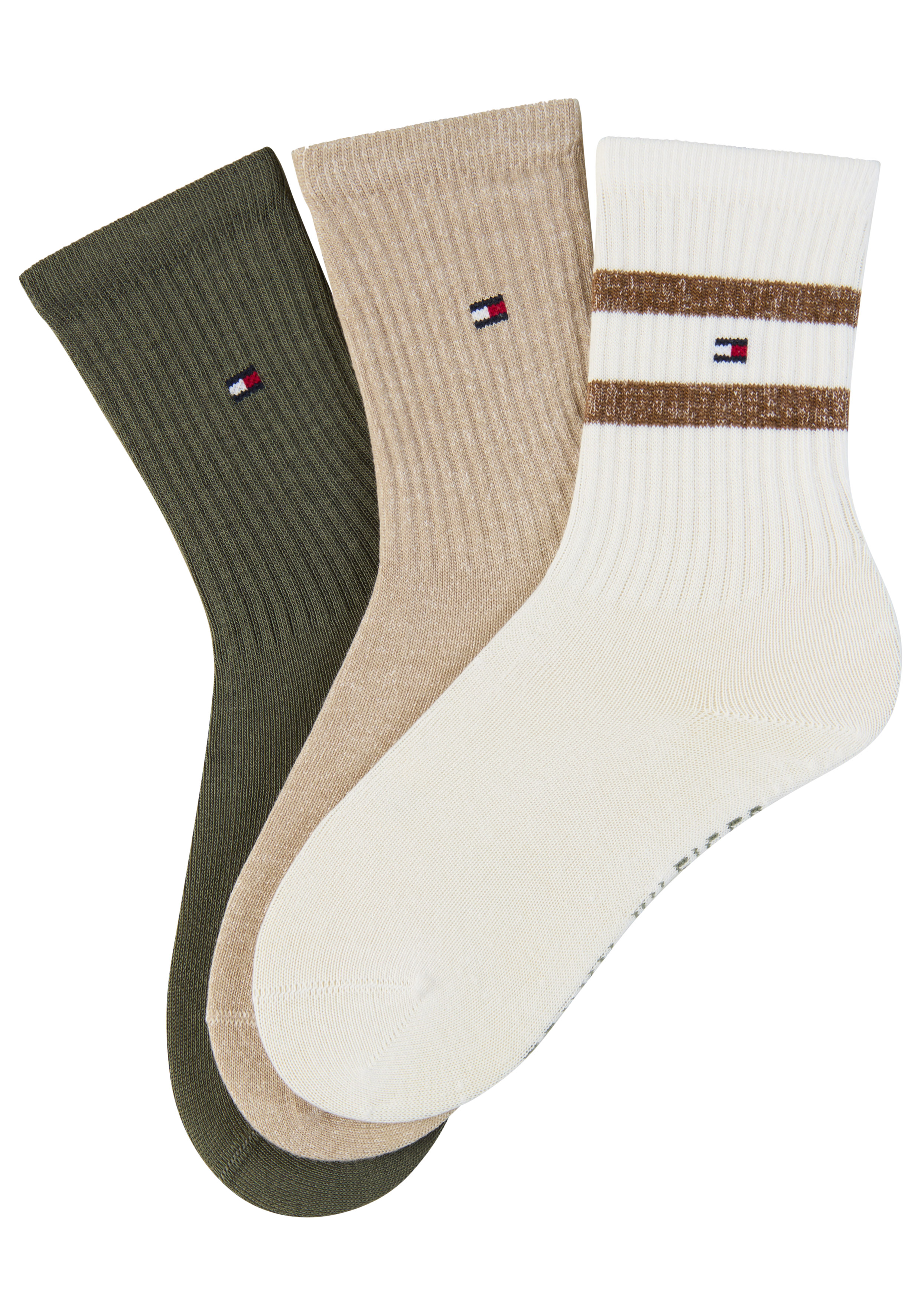 Socken TOMMY HILFIGER "TH KIDS SOCK 3P SPORT", Damen, Gr. 31-34, camel, Obermaterial: 74% Baumwolle, 24% Polyamid, 2% Elasthan, Socken Image