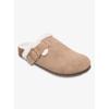 Hausschuh ROXY "ZELIAH", Damen, Gr. 41, grau (taupe), Leder, sportlich, Schuhe, gefütterte Pantolette