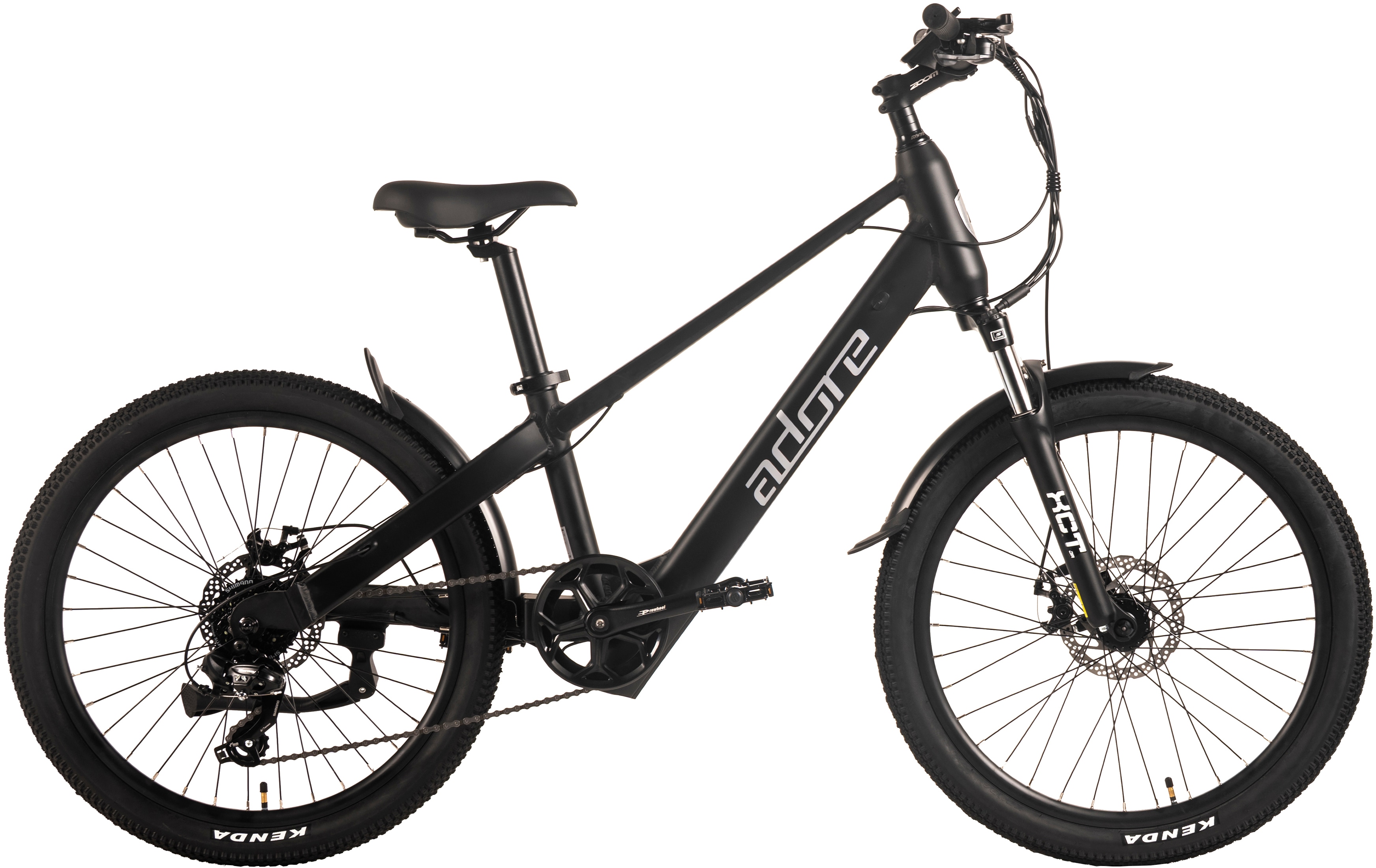 E-Bike ADORE "24" Alu Kids Citybike KS-240 Heckmotor 45NM / 10,4Ah Pitch Black matt" Gr. 30, schwarz (schwarz, schwarz), Elektrofahrräder, 30cm, 24 Zoll (60,96cm) Image