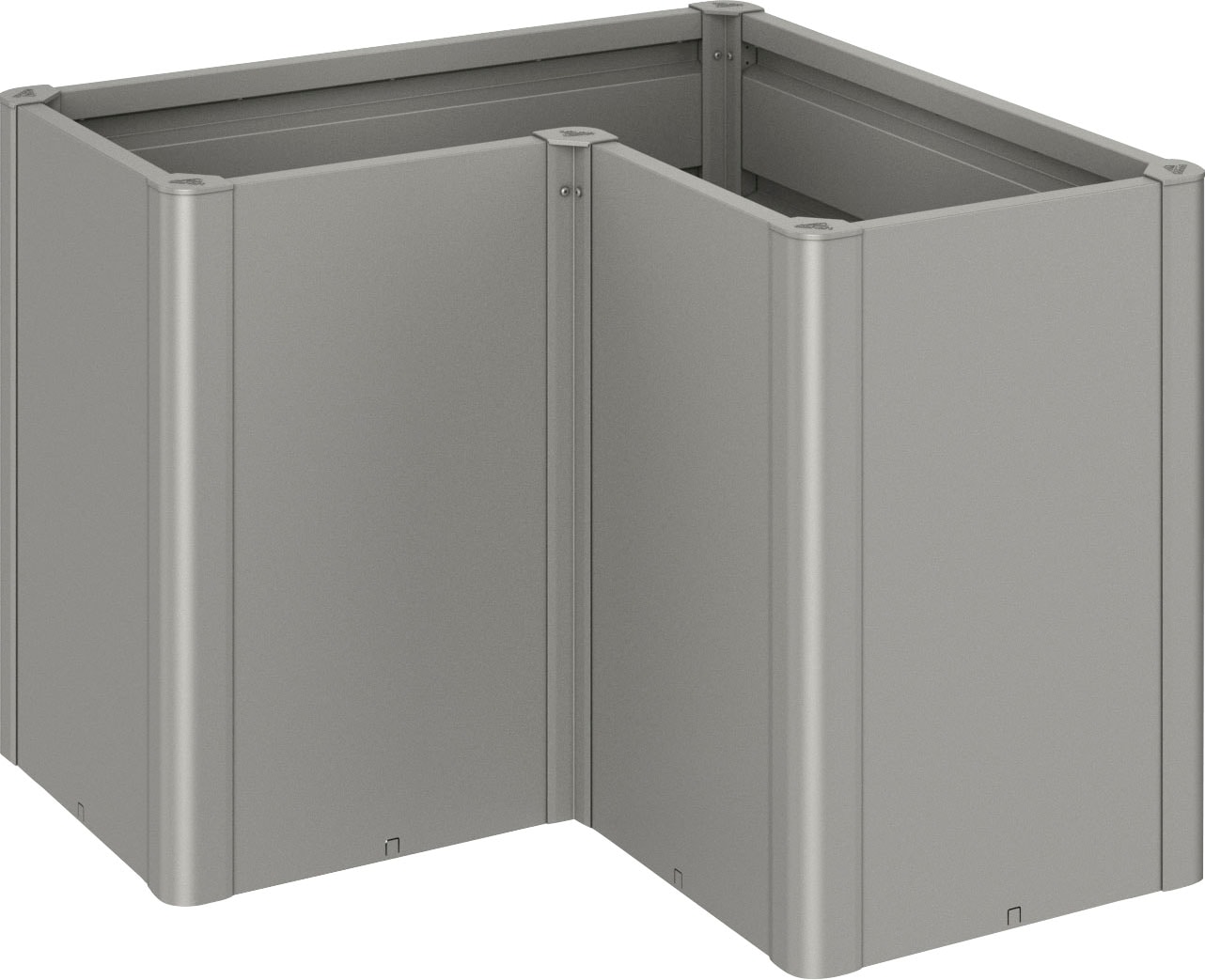 Hochbeet BIOHORT "BELVEDERE L-Form maxi 1, verschiedene Farben", grau (quarzgrau, metallic), B:103,1cm H:77cm T:103,1cm, Stahl, Pflanzgefäße, 102x102x77 cm, extrem langlebig, aus Metall Image