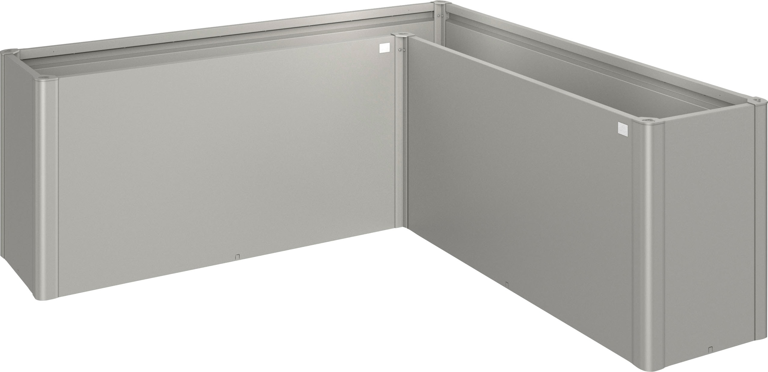 Hochbeet BIOHORT "BELVEDERE L-Form maxi 2 m, verschiedene Farben", grau (quarzgrau, metallic), B:201,6cm H:77cm T:201,6cm, Stahl, Pflanzgefäße, 201x201x77 cm, extrem langlebig, aus Metall Image