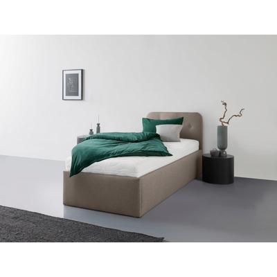 Polsterbett "Rostock", beige (dunkel beige), L:210cm, Bezug 100% Polyurethan, Polsterung: Polsterwatte, Material Gestell: gepolsterter Holzwerkstoff, WESTFALIA SCHLAFKOMFORT, Betten, auch mit Stauraum und Kopfteilverstellung erhältlich Image