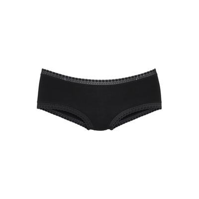 Panty LASCANA, Damen, Gr. 44/46, schwarz, Jersey, Obermaterial: 95% Baumwolle, 5% Elasthan. Spitze: 90% Polyamid, 10% Elasthan, unifarben, Unterhosen, aus elastischer Baumwolle mit weicher Spitze Image