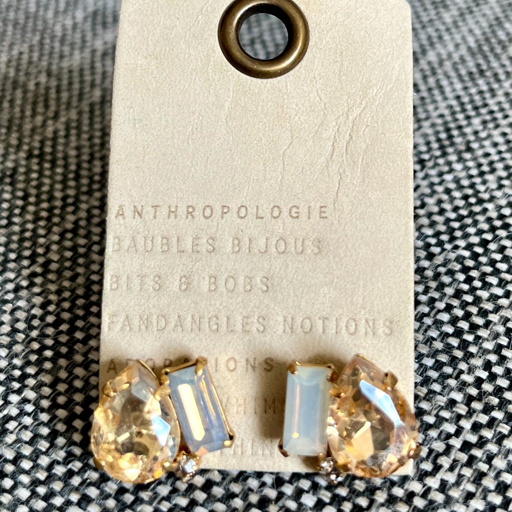 Anthropologie Jewelry | Anthropologie Ember Earrings Studs Peach Nwt | Color: Gold/White | Size: Os