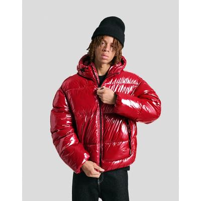 Bershka Hooded Puffer Jacket Men Xs Red