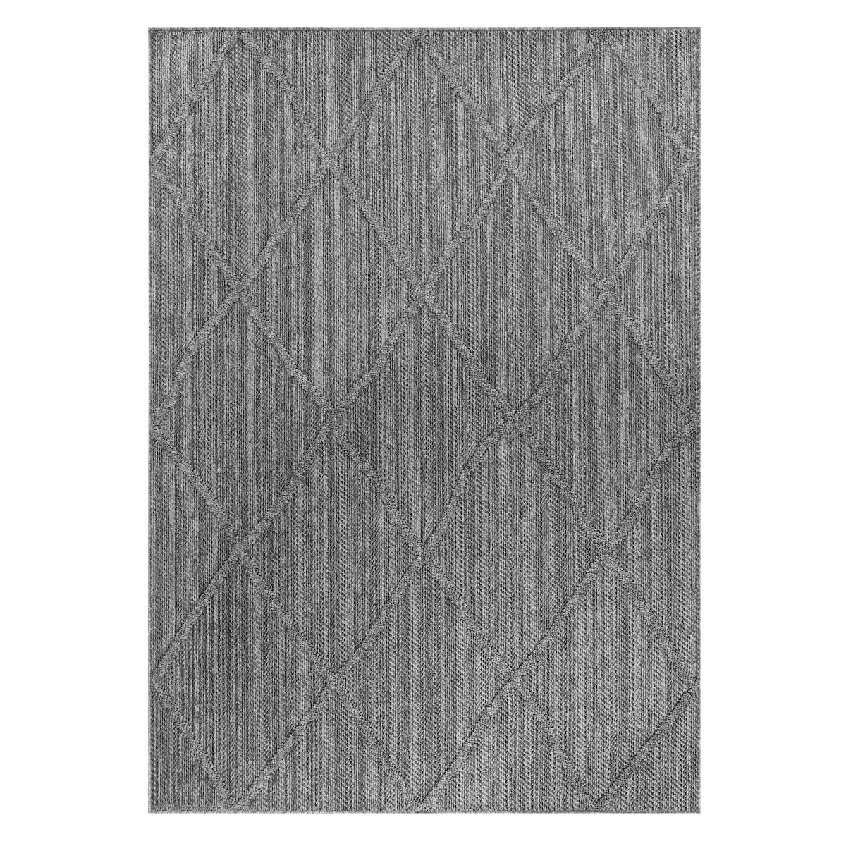 Carpetsale24 In-& Outdoor Teppich Wetterfest, Grau 80x250 cm, Boho Design, Hoch-Tief-Effekt, für Balkon, Terasse, Küche oder Wohnzimmer Image