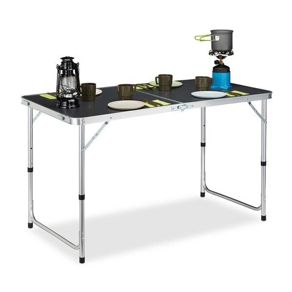 relaxdays Klappbarer Campingtisch grau