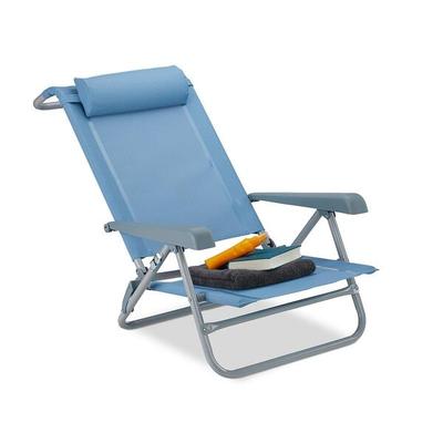 relaxdays Liegestuhl mit Nackenkissen klappbar BLilau Image
