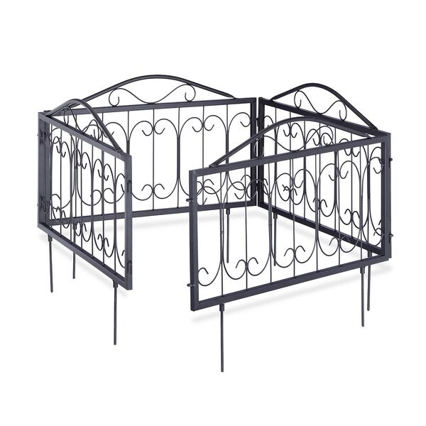 relaxdays 4-tlg. Beetzaun Metall GOTH silber Image