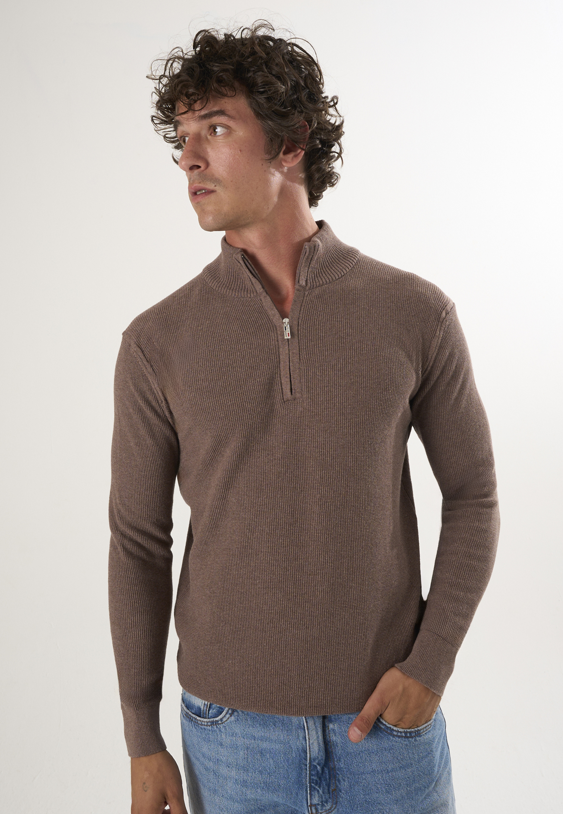 Pullover Pullover Mit Halbem Reißverschluss Image