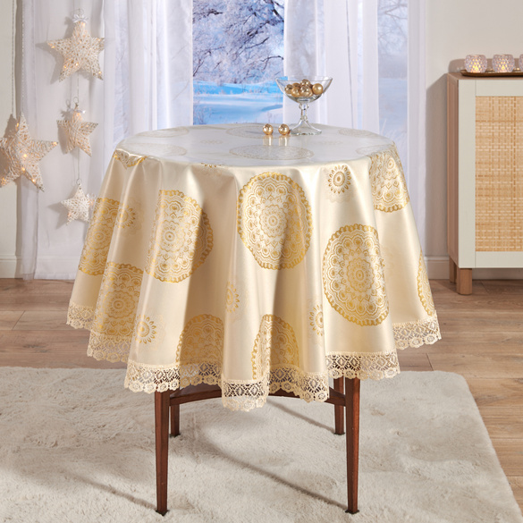 Eldo Tischdecke "Mandala" goldfarben mit Spitzensaum Ø 140 cm Eldo Image