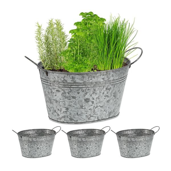 relaxdays 4er-Pack Zinkwanne oval Image