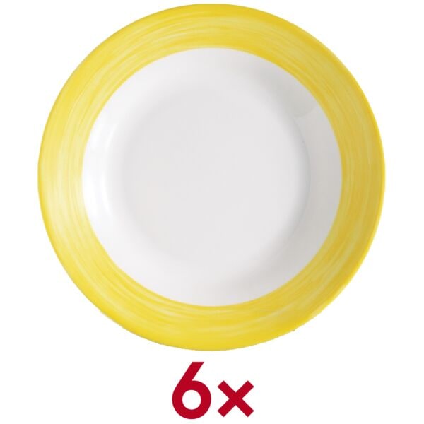 Arcoroc Speiseteller Brush Teller tief 22,5 cm - 6 Stück 6 Stück gelb, 22.5x3.5x22.5 cm