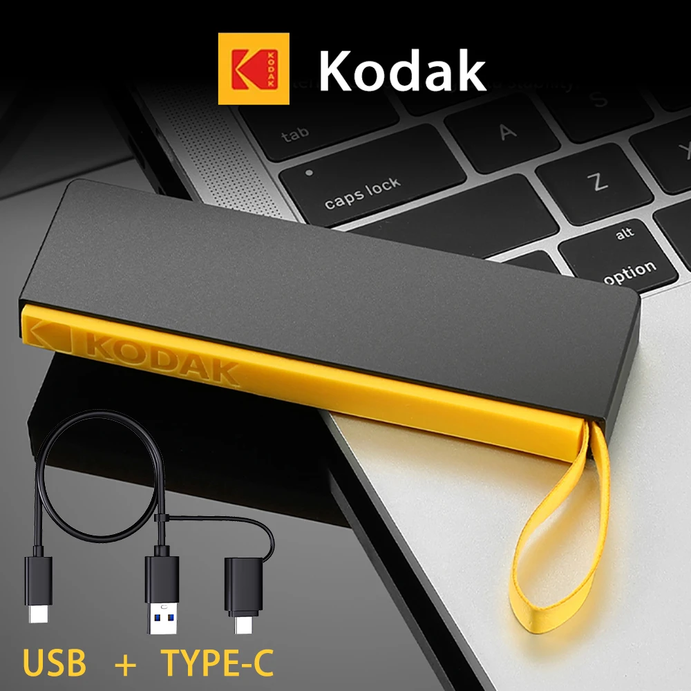 KODAK X106 lecteur externe SSD Portable 1 to 512 go USB3.2 type-c 500 mo/s avec porte-clés en cuir Compact pour ordinateurs portables Smartphones
