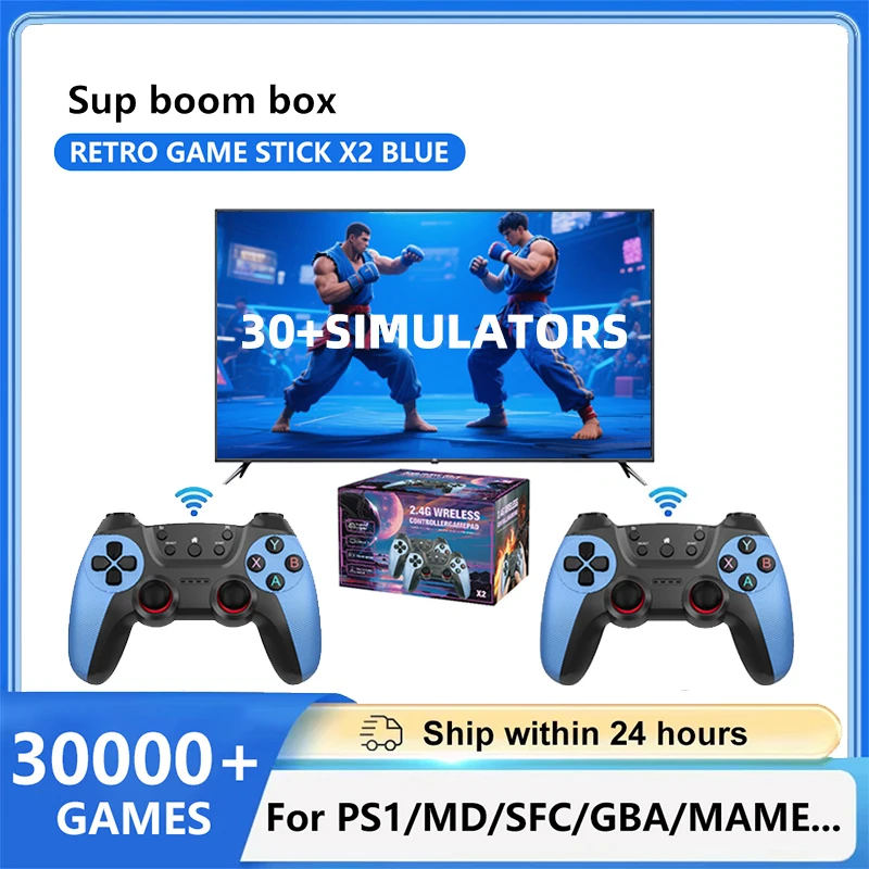 Console de jeux vidéo rétro X2 Game Stick 256G 60000 jeux 4K, manette sans fil 2.4G, émulateur TV 30 pour PS1/GBA, cadeaux, dropshipping