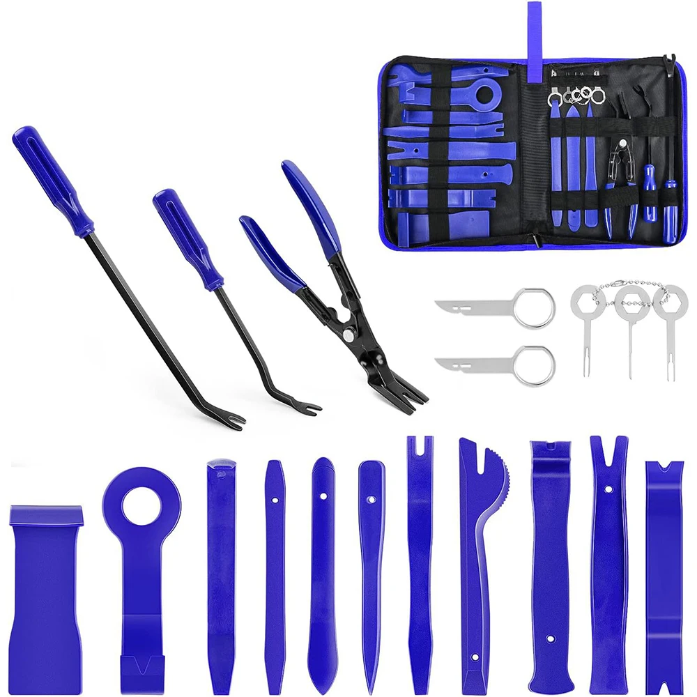 Outil de retrait de garniture de voiture, Kit d'outils d'extraction de garniture automatique, ensemble d'outils de levier pour pince de garniture, dissolvant de fixation, Kit d'outils manuels