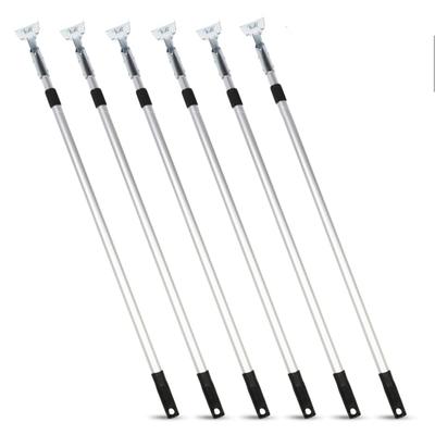 Gritt Commercial Aluminum Telescopic Dust Mop Handles, 72", Silver, Pack Of 6 Handles