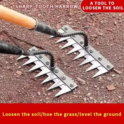 8/7/6/5teeth Garden Weeding Rake Heavy Duty Metal Gardening Hoe Weeding Rake Farm Tool for Gardening Weeding Loosening Soil Rake