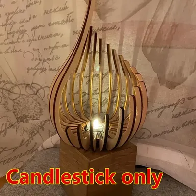 Home Decor Candle Lantern Holder Lotus-Shaped Candle Holder Wooden Candlestick without Candles Manual Assembly DIY
