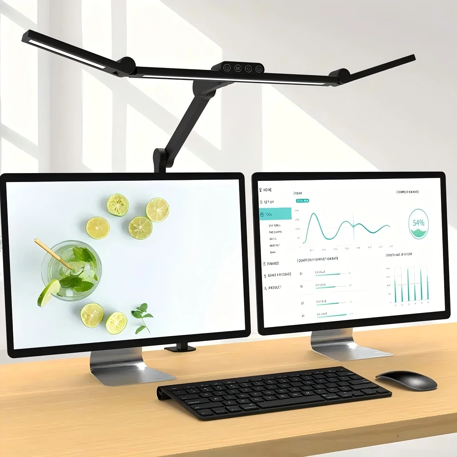 24 W superhelle dimmbare LED-Schreibtischlampe, 1500 Lumen LED-Tischlampe für Zuhause und Büro mit Umgebungslicht, Tageslichtlampe, Klemme