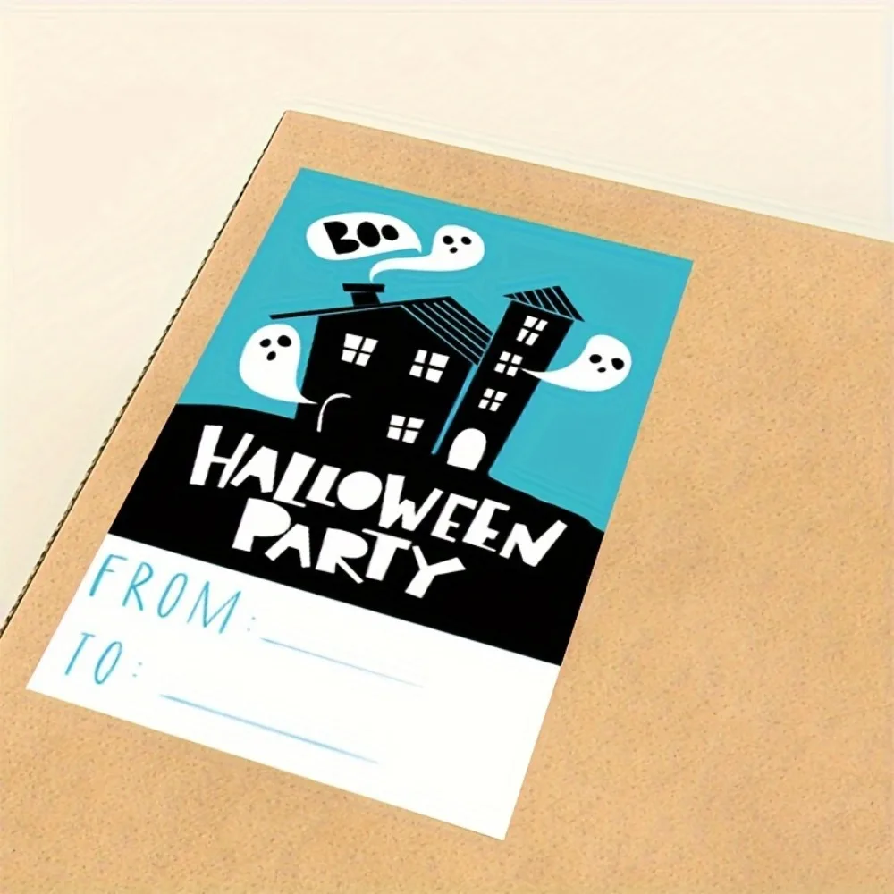 300 Stück/Rolle Halloween-Geschenkanhänger, selbstklebende, lustige, festliche Aufkleber für Party-Dekoration, Geschenkverpackung, Verpackung, Urlaubsetiketten Image