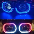 Auto Ha Condotto La Luce 2.5 Pollici Angel Eyes LED Halo Anelli Paralume Rotondo Bi LED Proiettore Luci Per Auto WRGB Lampmask per Accessori Auto