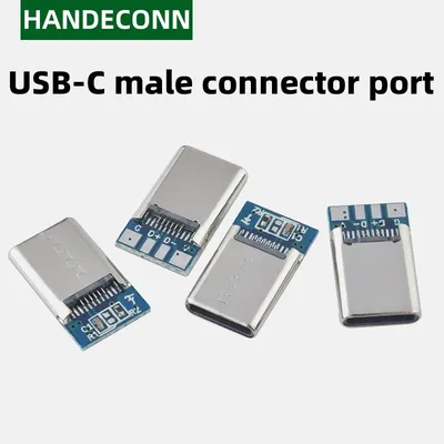 10 Stück USB-C-Stecker-Testplatine mit 4 Lötpunkten, 56 K Ohm-Widerstand + 10 NF, Typ-C-Lade- und Datenanschluss-Adapter