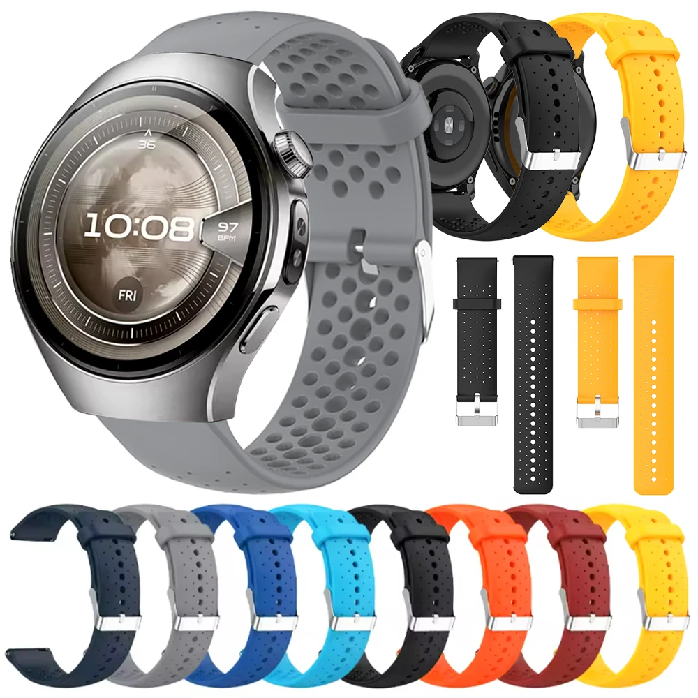 20 mm 22 mm Silikonarmband für Huawei Watch 5 46 mm, Ersatz-Sportarmband, Huawei Watch GT5 GT4 GT3 GT 5 Pro, atmungsaktives Smart-Armband Image