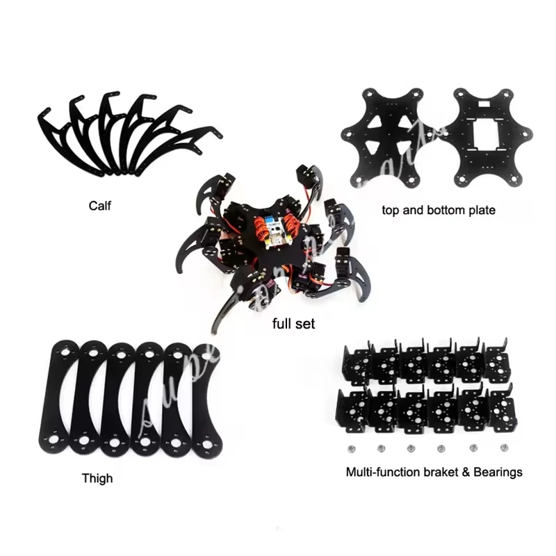 18 DOF Aluminium Hexapod Spider Halterung Sechs 3 DOF Beine Roboter Rahmen Kit mit Kugellager Komplett für programmierbare Roboter DIY Kit Image