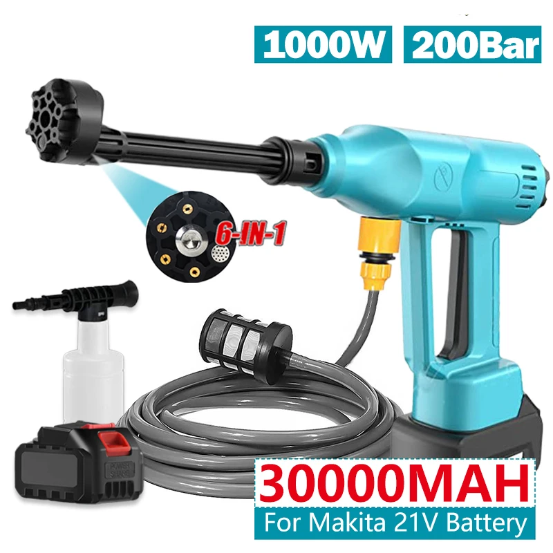200Bar Bürstenlose Hochdruck Auto Waschmaschine Pistole 1000W Elektrische Garten Waschen Wasser Spritzpistole Für Makita 18V batterie