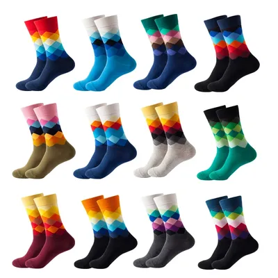 Classic Male Happy Cotton Casual Crew Socks Breathable Color Compression Funny Sox Business Dress High Quality Socks for Men