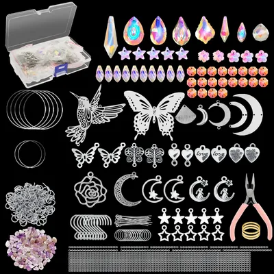 400 Pcs Sun Catchers Making Supplies Kit Hanging Prism Sun Catcher Home Decor DIY Suncatchers for Wedding Garden Christmas Decor