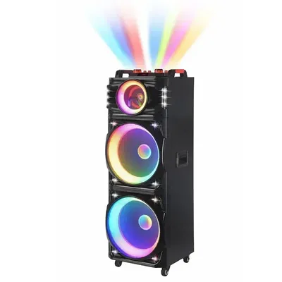 NDR-1526 Doppelter 15-Zoll-Bass 100 Watt Big Power Trolley-Lautsprecher USB/TF/FM/TWS/Fernbedienung/Wireless Mic Outdoor BT-Lautsprecher