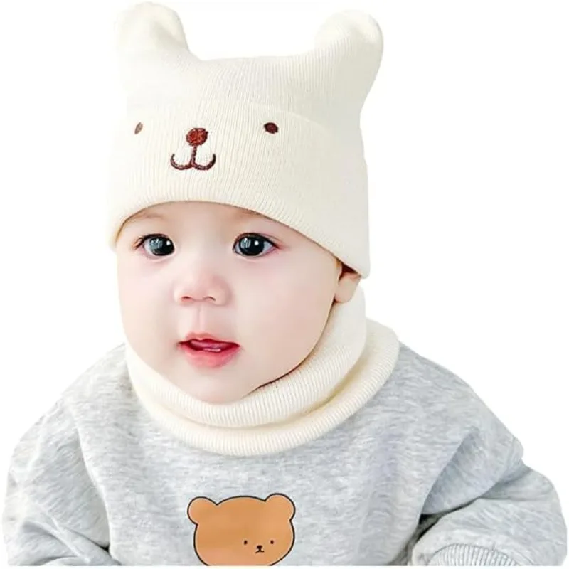 Niedliche gestrickte Bärenohrhut für Kinder, handwaschbar und elastisch, geeignet für Herbst-Winter-Halloween- und Weihnachtsgeschenke Image