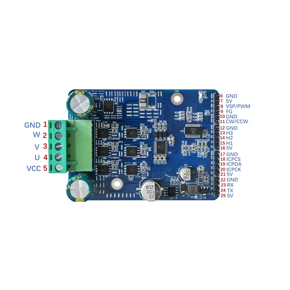 Neue PWM 1600W 20A Hall Motor Control Driver Board Motor Regler DC 6-80V BLDC Drei Phase DC Bürstenlosen Motor Controller Image