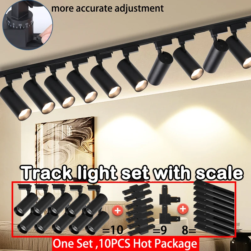 Schienenleuchten mit Skalen Set Deckenschiene Beleuchtung Schienenlampe Spot Led Schlafzimmerbeleuchtung Bekleidungsgeschäft Home Schienenleuchten Wandlampe