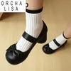 ORCHA LISA Design Mary Janes Damen-Pumps, runde Zehen, klobige Absätze, 5,3 cm, Schnallenriemen, Schleife, große Größe, 46 47 48, süßer Dating-Schuh