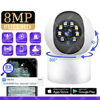 4K Smart WiFi IP Camera Indoor Wireless Security Baby Monitor Auto Tracking 2-way Audio Color Night Vision Monitor Indoor Cam