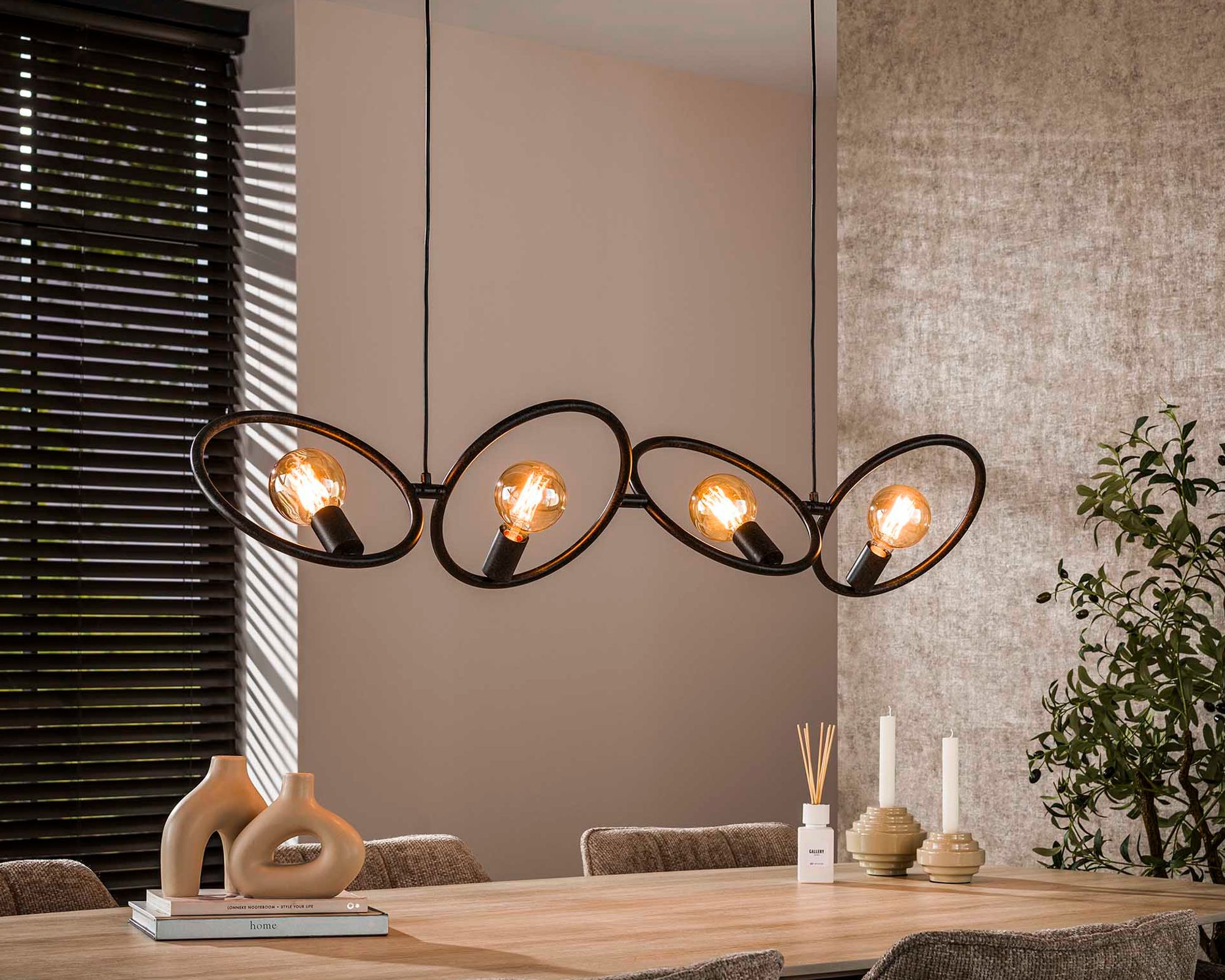 designline »Loop« Pendelleuchte 4 flammig / arctic black