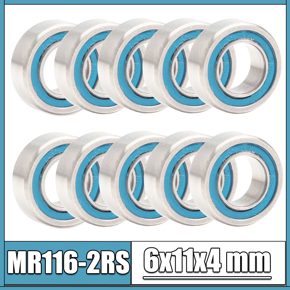 FUSHI MR116RS Bearings 6x11x4 mm Blue Sealed ABEC-3 MR116 2RS Shaft Ball Bearing Parts For Hobby RC Car Truck Pick of 6 Pcs