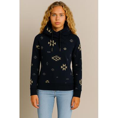 Sweatshirt RAGWEAR "NESKA AZTEK O", Damen, Gr. M, schwarz, Sweatware, Obermaterial: 70% Baumwolle, 30% Polyester, gemustert, bedruckt, casual, asymmetrischer Ausschnitt, Langarm Rippbündchen, Sweatshirts Image